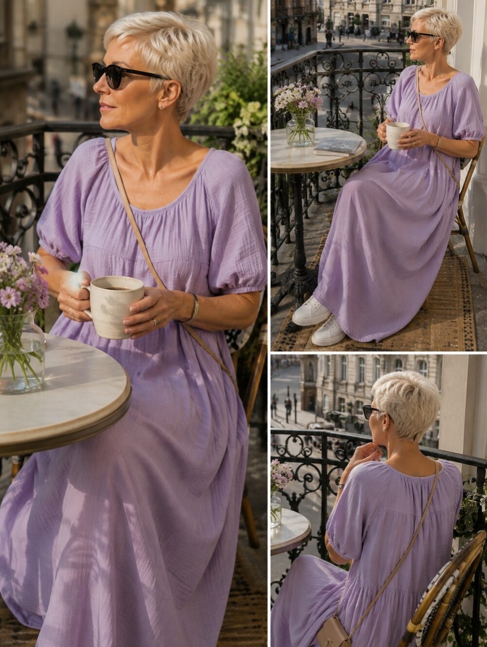 Filosofia  Lilac Cotton Gauze Midi Dress
